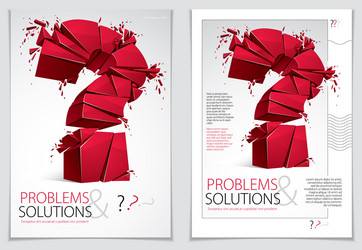 Broken question mark exploding brochure or flyer vector