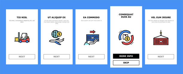 export import logistic onboarding icons set vector image