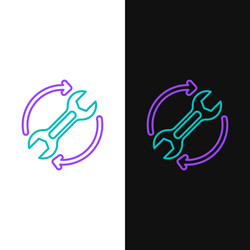 line wrench spanner and arrows as workflow icon vector image