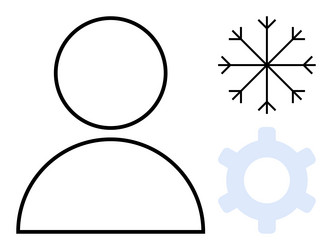 minimalist person outline with snowflake and gear vector image