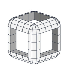 Monochrome geometric cube with abstract grid vector