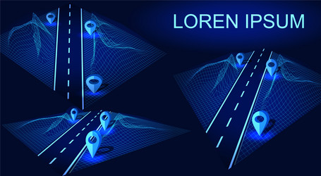 road highway in 3d futuristic hud design element vector