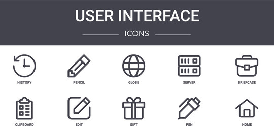 user interface concept line icons set contains vector image