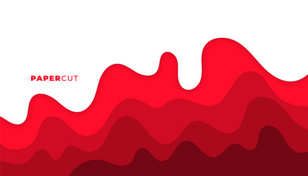 Abstract red and white wavy papercut background vector