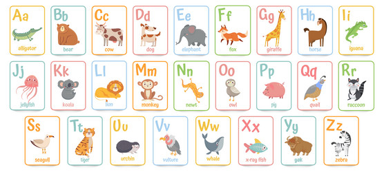 alphabet cards for kids educational preschool vector