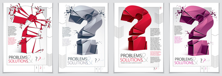 Broken question mark exploding brochure or flyer vector