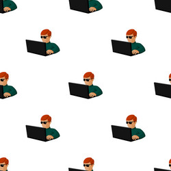 computer hacker icon in cartoon style isolated vector image