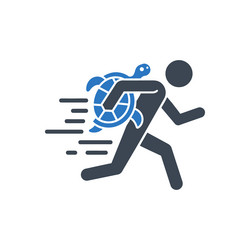fast running with turtle icon vector image