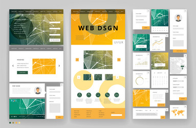 website template design with interface elements vector