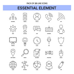 Essential element line icon set - 25 dashed vector