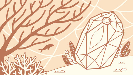 gemstone on branch with organic web pattern vector image
