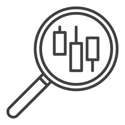 magnifier with candlestick pattern searching icon vector image