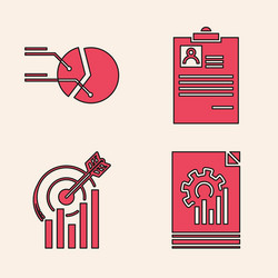 set document with graph chart pie vector image