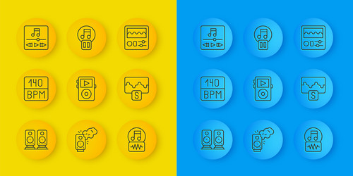 set line stereo speaker bitrate music player vector image