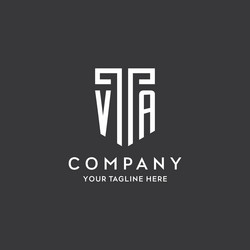 va monogram initial name with shield shape icon vector image