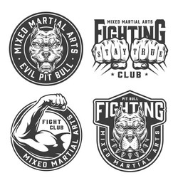 Vintage monochrome fight club badges vector