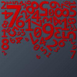 abstract red random falling digits with shadows vector