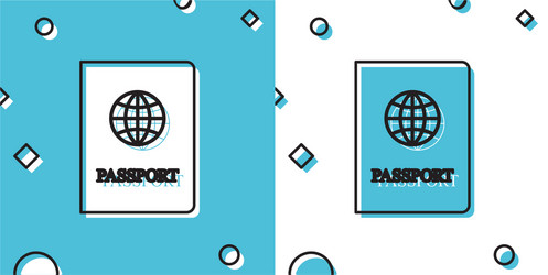 black passport with biometric data icon isolated vector image