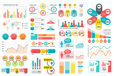 bundle infographic elements data visualization vector