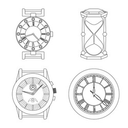 isolated object of clock and time icon collection vector image