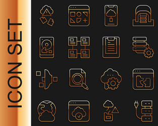 Set line server broken file and gear cloud vector