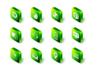 set nft digital crypto art binary code mobile vector image