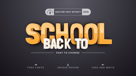 back to school - editable text effect font style vector image