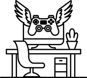 computer monitor with a controller on top vector image