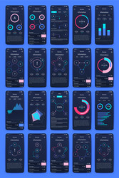 different ui ux gui screens and flat web icons vector image