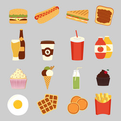 Fast food set cute vector