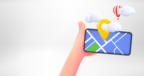 hand with smartphone and navigation application vector image