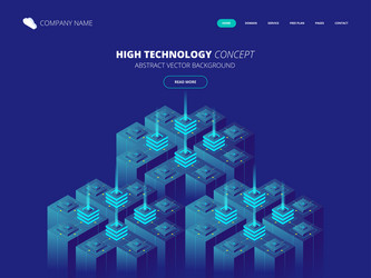 isometric server room and big data processing vector image