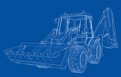 sketch of loading shovel with back actor vector image