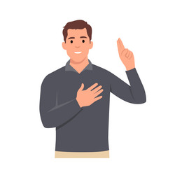 Smiling Man with Hands on Chest vector image