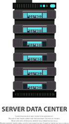 Cartoon server data center icon in flat style vector