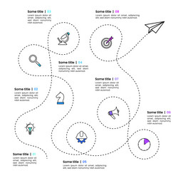 infographic template zigzag path with 8 steps vector image