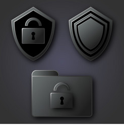 a folder with lock and two shields on gray vector image