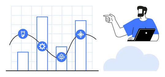 analysis of seasonal data with graphs highlighted vector image