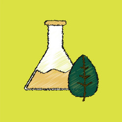 flat shading style icon lab flask with leaf vector