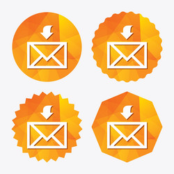 Mail receive icon envelope symbol get message vector