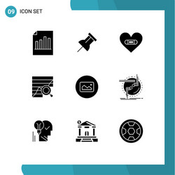 pack 9 creative solid glyphs data analytics vector image