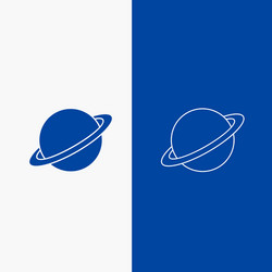 Planet space moon flag mars line and glyph web vector