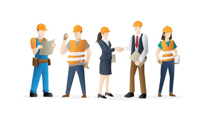 Construction workers team builder Royalty Free Vector Image
