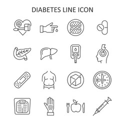 diabetes prevention and treatment line icon set Vector Image