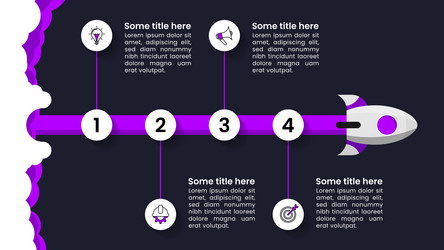 infographic template rocket with a path and 4 vector image