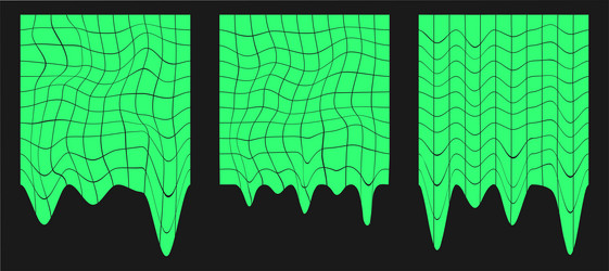 set of distorted cyber grids cyberpunk geometry vector image