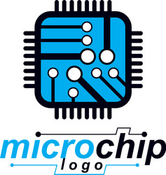 technology cpu design with square microprocessor vector image