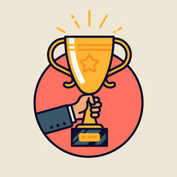 Hand holding a winner trophy cup award Royalty Free Vector