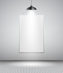 Background with lighting lamp and frame empty vector