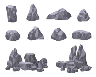 Cartoon natural stones rock piles stone 3d vector